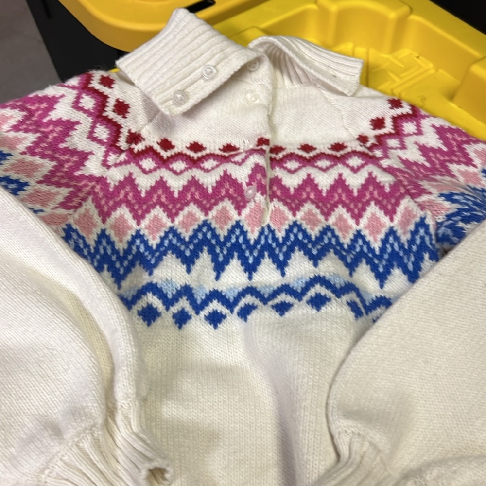 Janie & Jack White Sweater with Pink and Blue Pattern - Picture 3 of 3